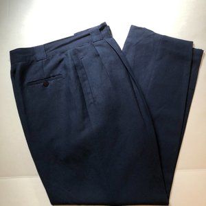 sz14 VINTAGE NAVY trousers Giorgio Sant'Angelo Linen Blend lined